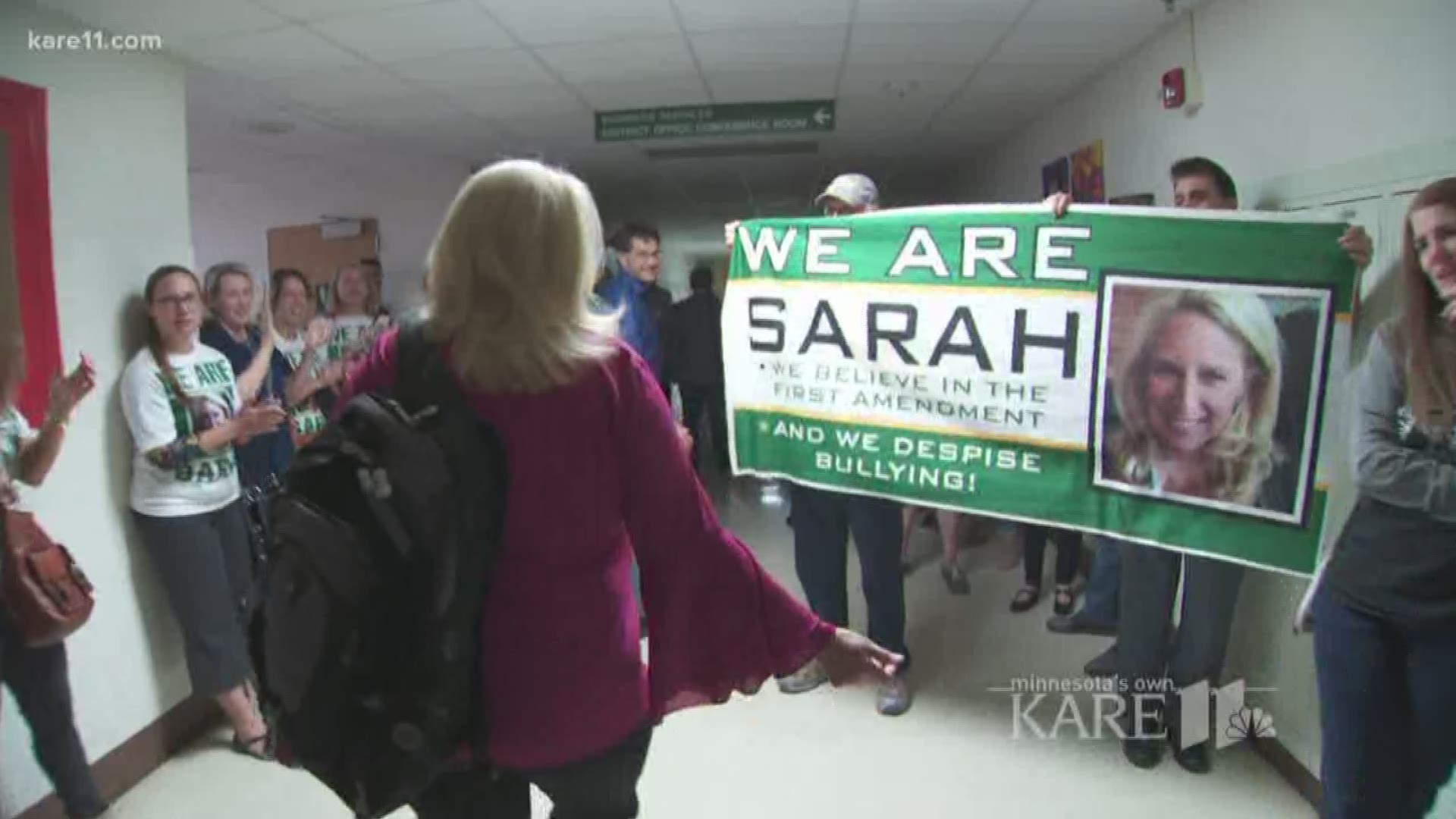 Dozens of parents turned out to support Edina School Board member Sarah Patzloff Tuesday after someone issued a complaint about something she posted on Facebook.