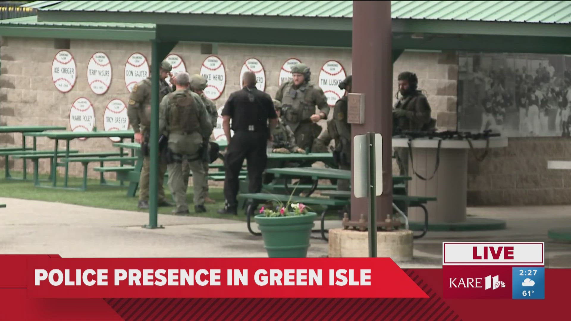 Multiple tactical teams are staging in Green Isle, Minnesota.