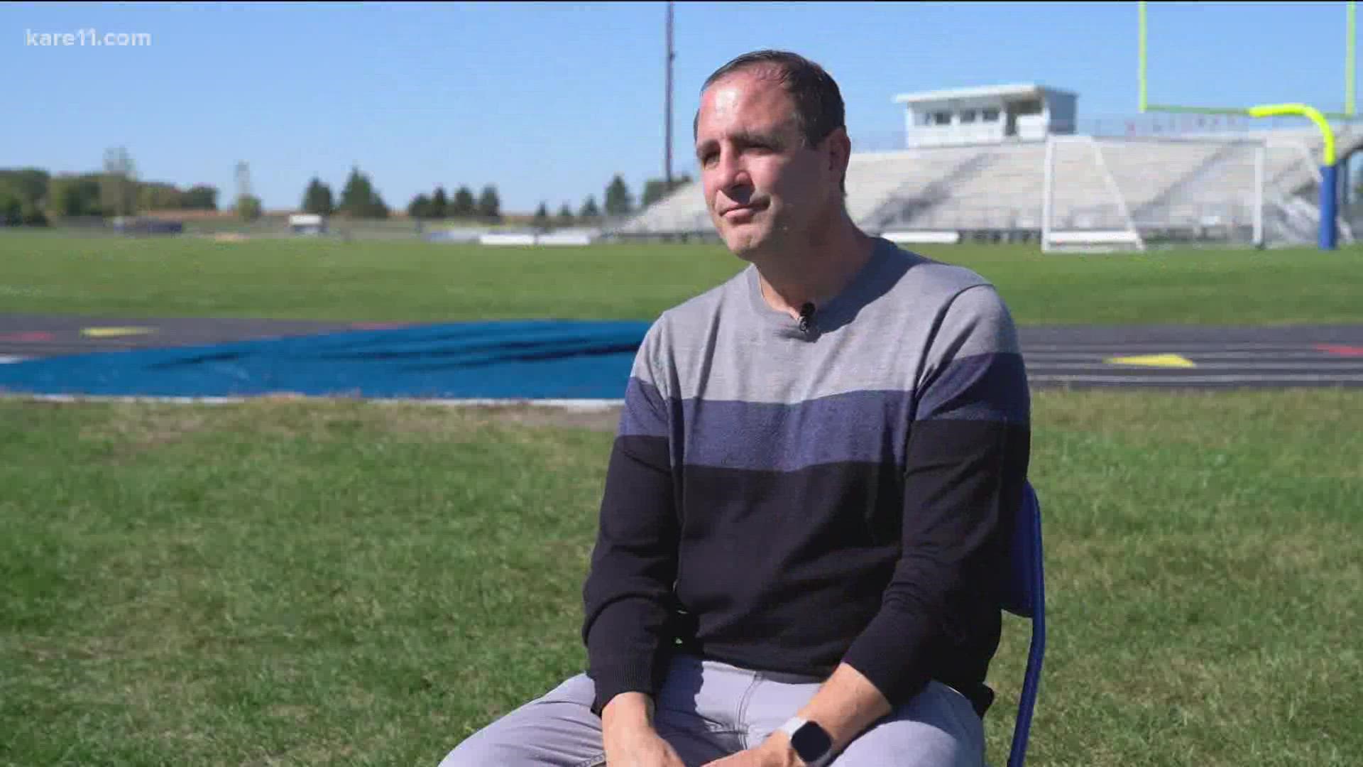 "I'm in bonus time now. I feel blessed to be here," Brad Wendland told KARE 11's Randy Shaver on his first day back in the classroom and the football field.