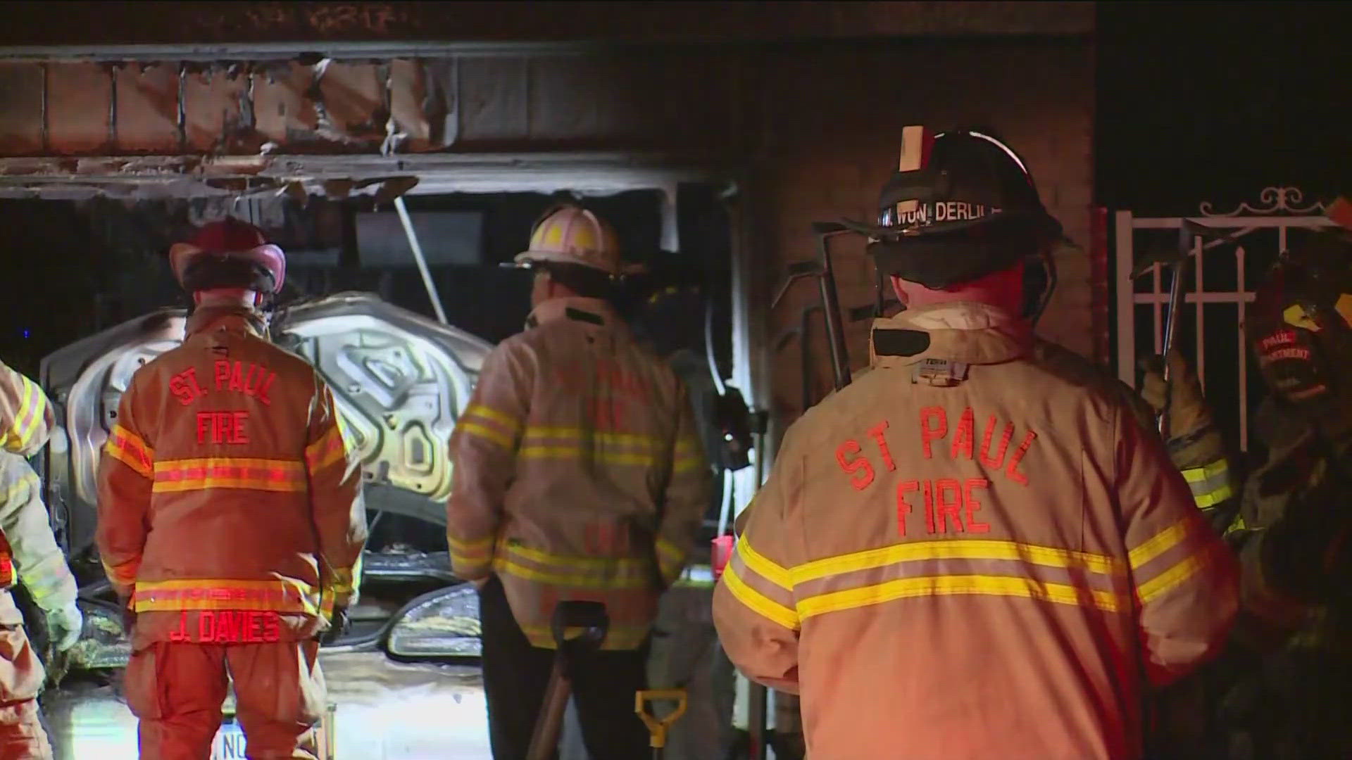 The fire chief said the flames started in the garage and three other people escaped from the house without injury.