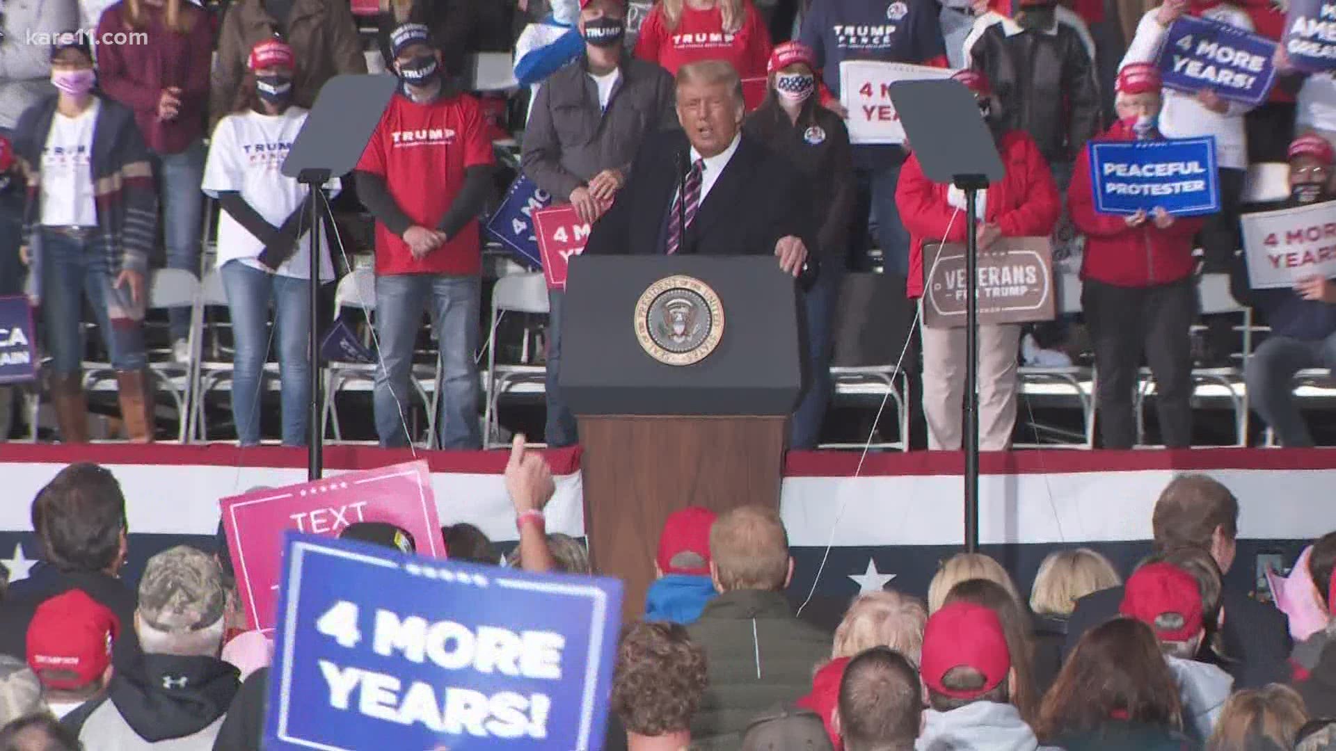 President Trump delivered remarks at a 'Great American Comeback' rally in Bemidji, held in support of his campaign for reelection