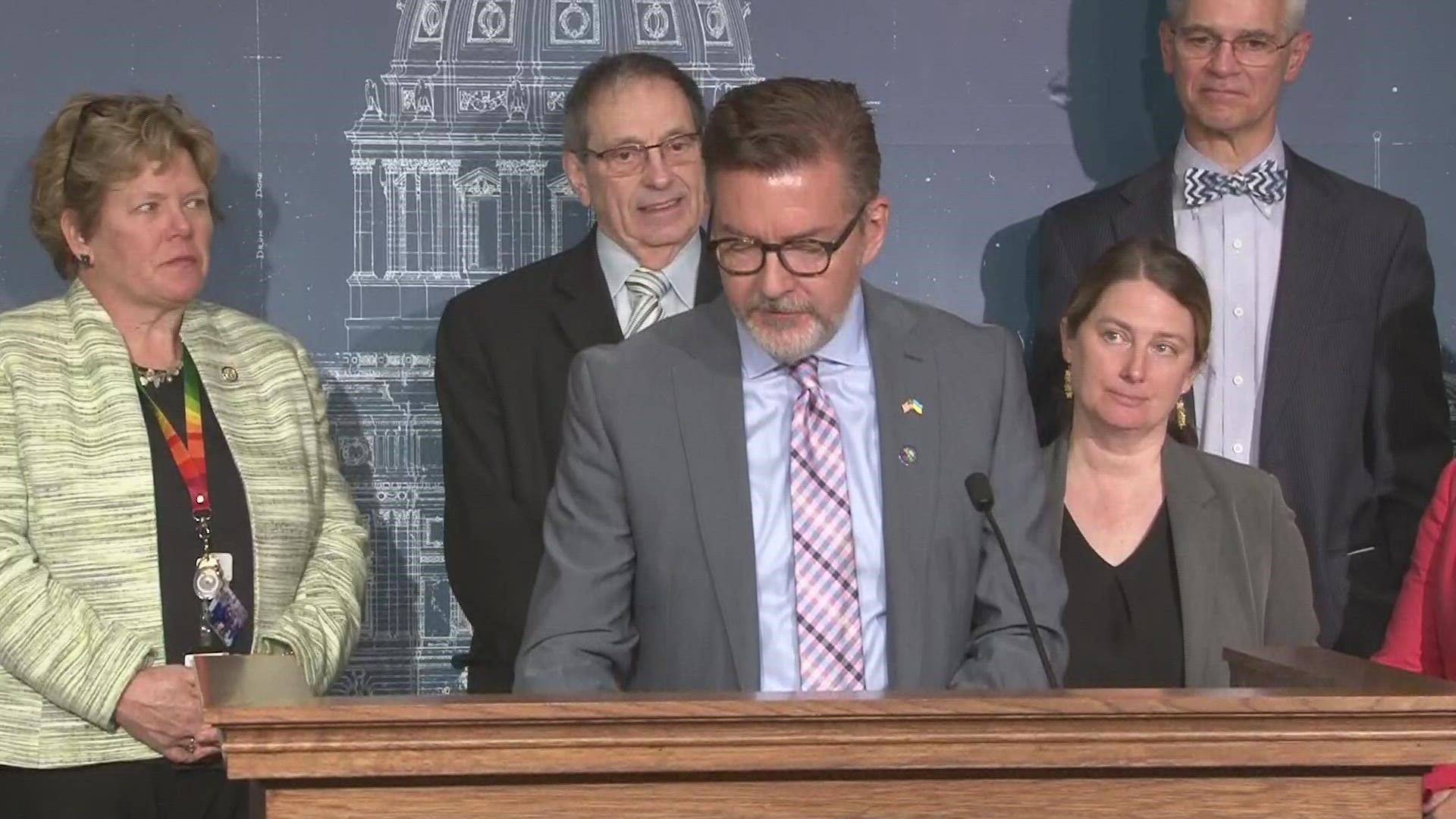 Senators Dibble, Carlson and Kent explain effort to force conversion therapy ban bill out of committee to Senate floor. It gained 34 of the 41 votes required.