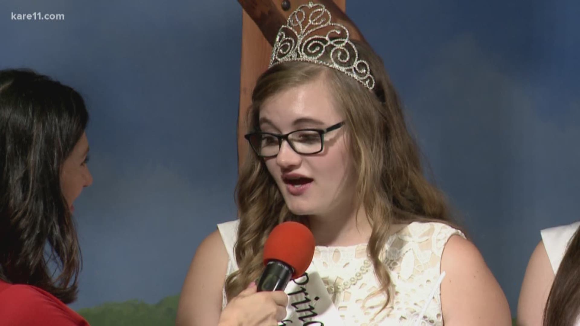 The newly crowned Princess Kay of the Milky Way, Rebekka Paskewitz, visited the KARE Barn.