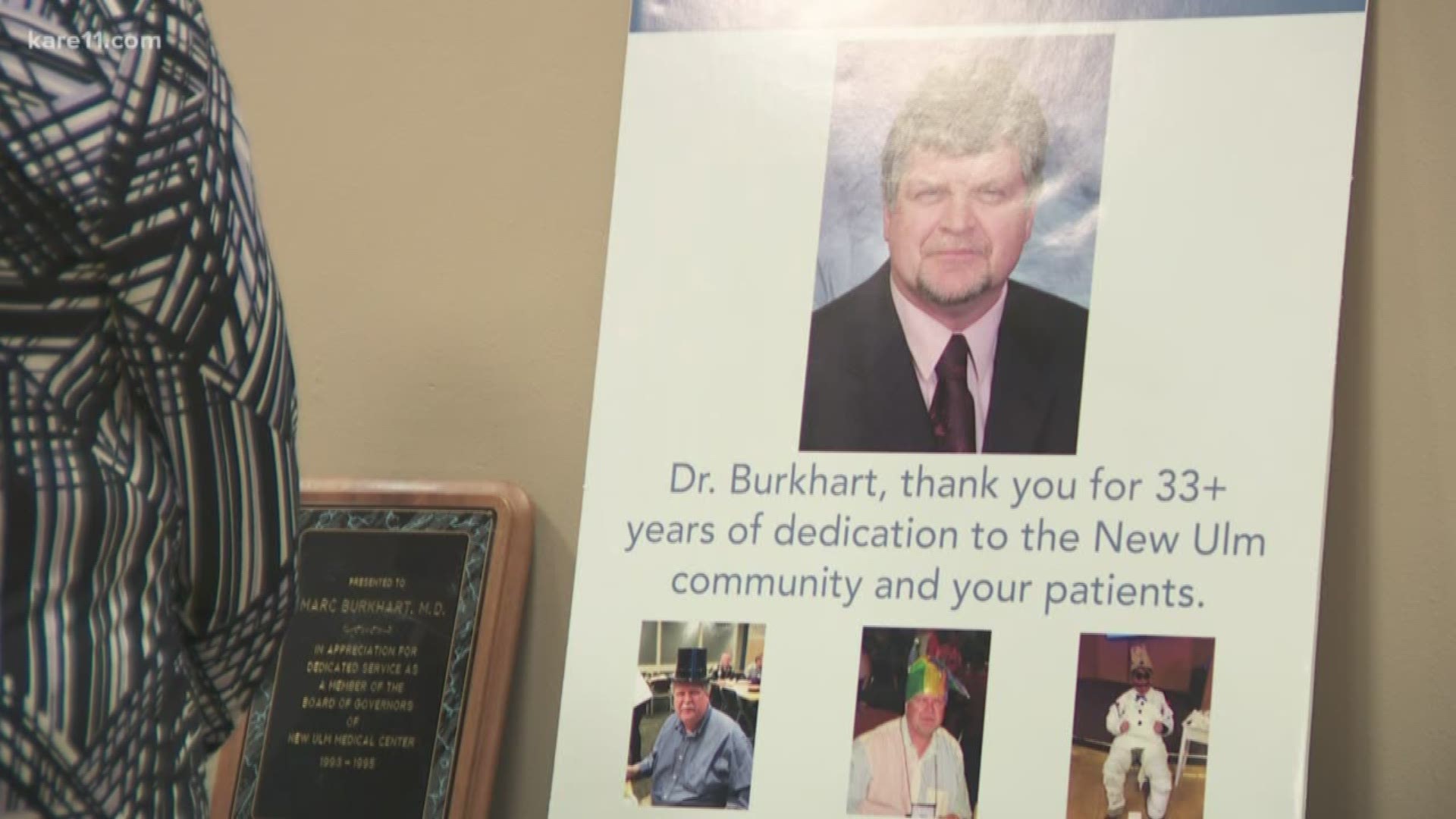 Dr. Marc Burkhart's retirement party was attended by the first and last baby he delivered.