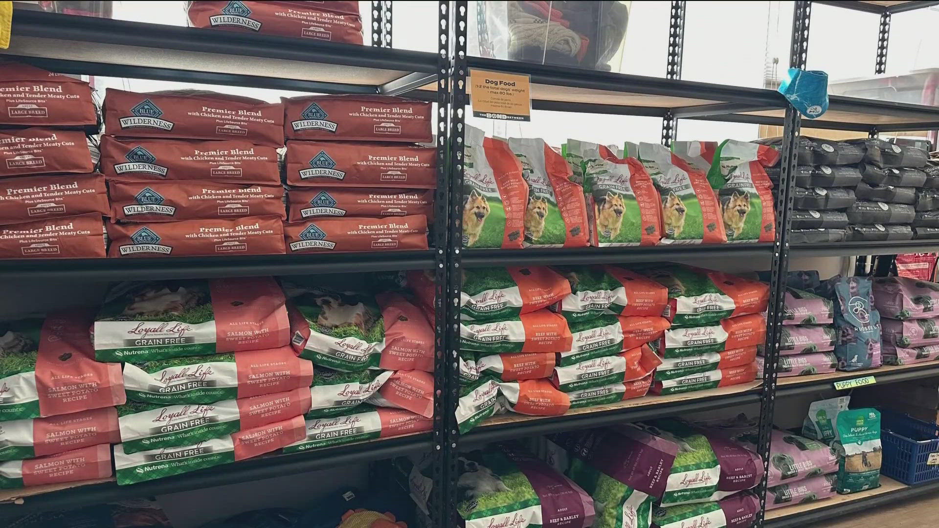The Bond Between says they're seeing a huge increase in demand at their pet food shelf. 