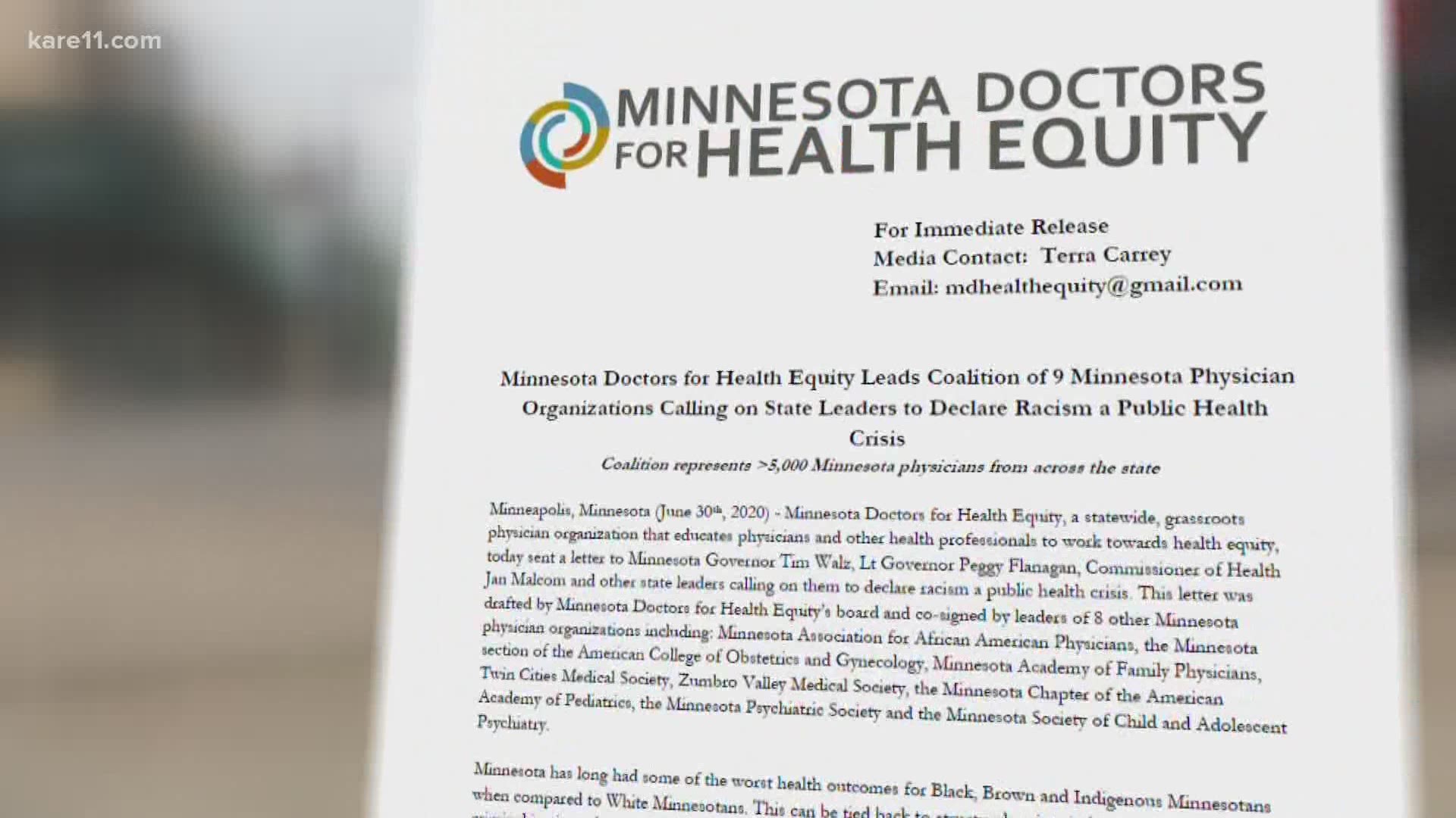 The Minnesota Doctors for Health Equity represents more than 5,000 physicians in the state of Minnesota.