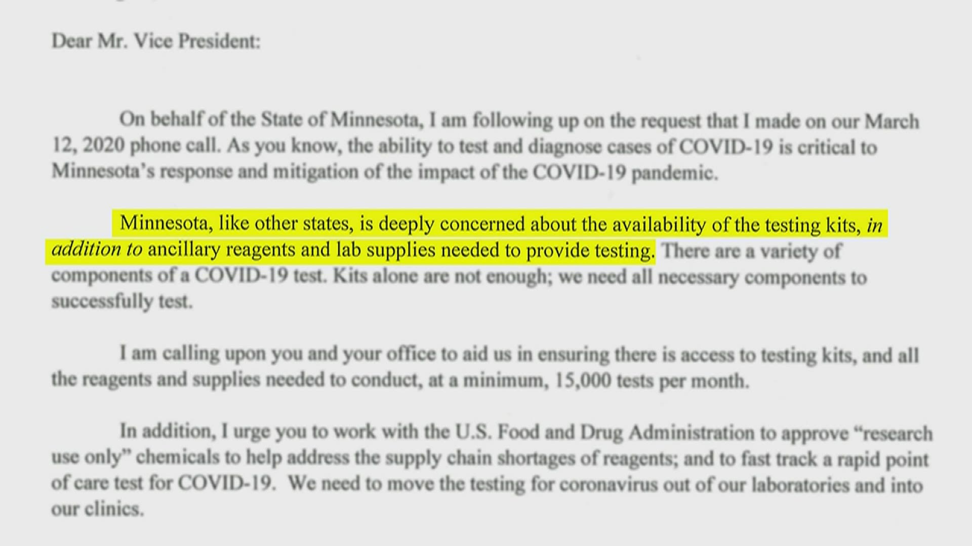 Kare 11 Investigates Walz Letters Reveal Fight For Critical Covid 19 Supplies Kare11 Com