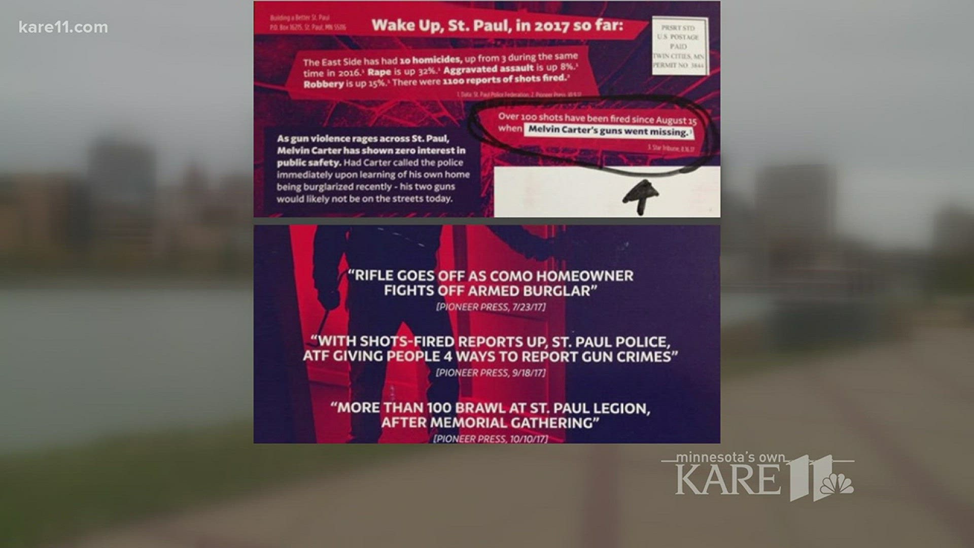 An uproar in Saint Paul over a political attack mailer aimed at mayoral candidate Melvin Carter III.