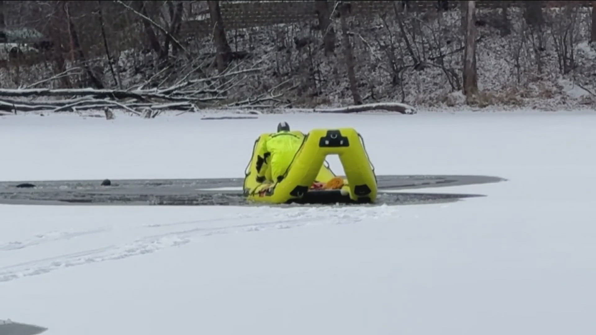 A man is recovering after falling into Wilmes Lake in Woodbury, and we're seeing new video from that rescue.