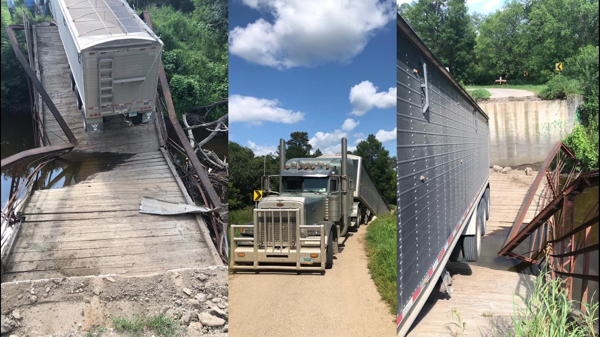 Overweight semi collapses historic bridge in North Dakota
