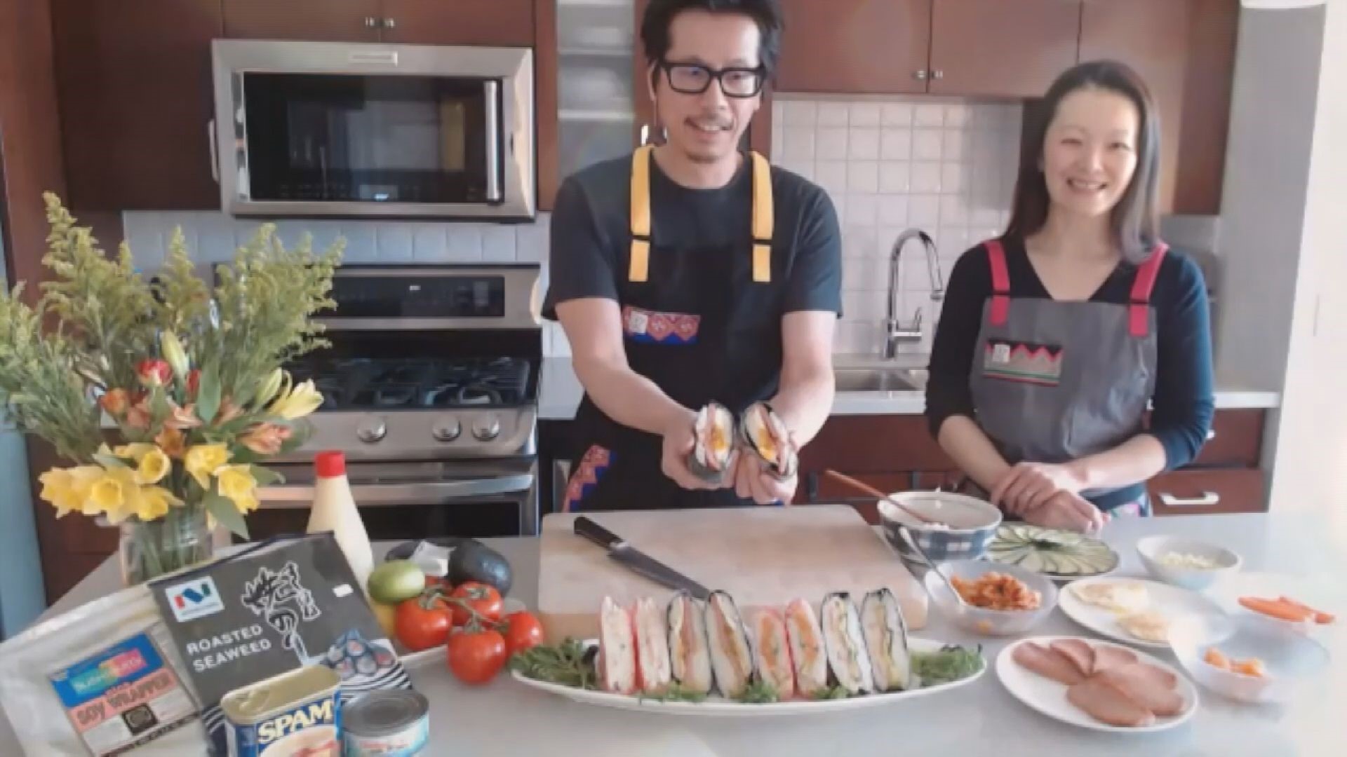 Chefs with Zen Box Izakaya teach Alicia Lewis how to make a homemade Japanese Rice Sandwich.