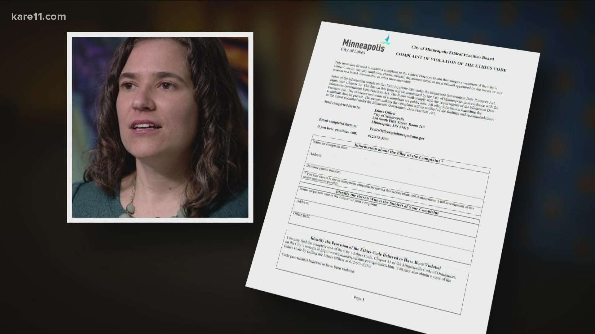 Minneapolis City Council President Lisa Bender filed a complaint saying MPD Chief Medaria Arradondo violated city code during his press conference on Wednesday.