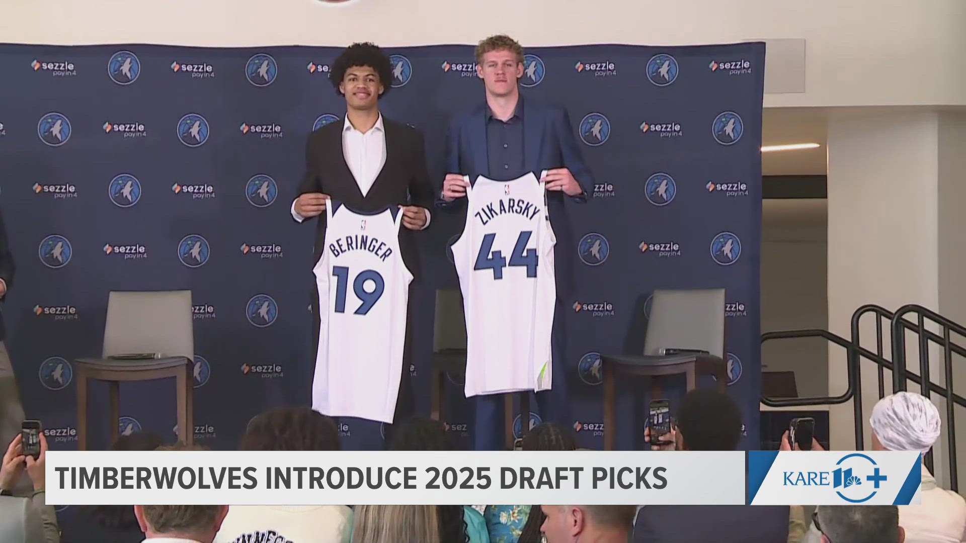 President of Basketball Operations Tim Connelly introduces the Timberwolves’ 2025 NBA Draft selections, Joan Beringer and Rocco Zikarsky.