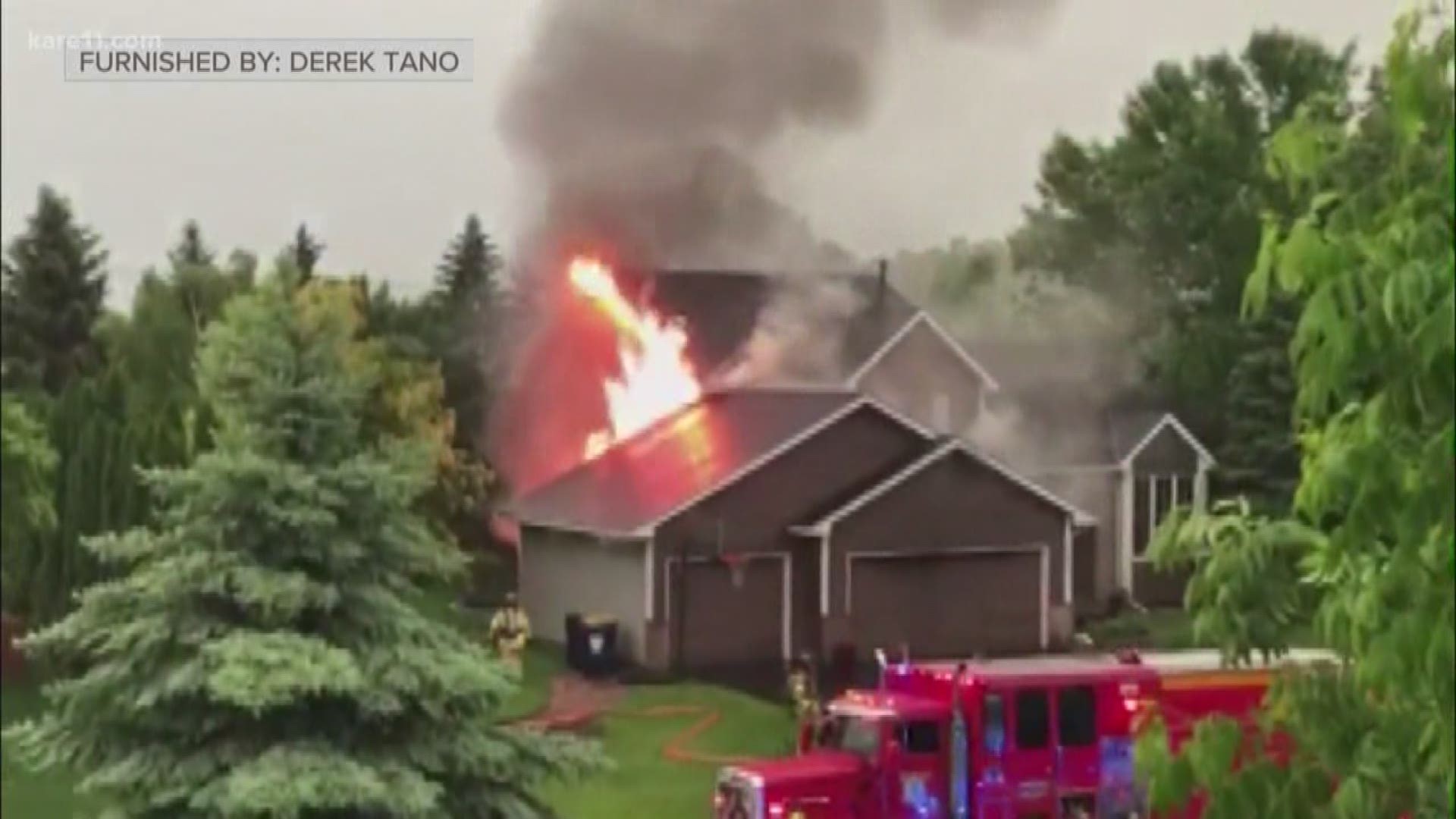 Lakeville fire chief Mike Meyer says lightning is blamed for at least four house fires as a storm blew through his city Tuesday.