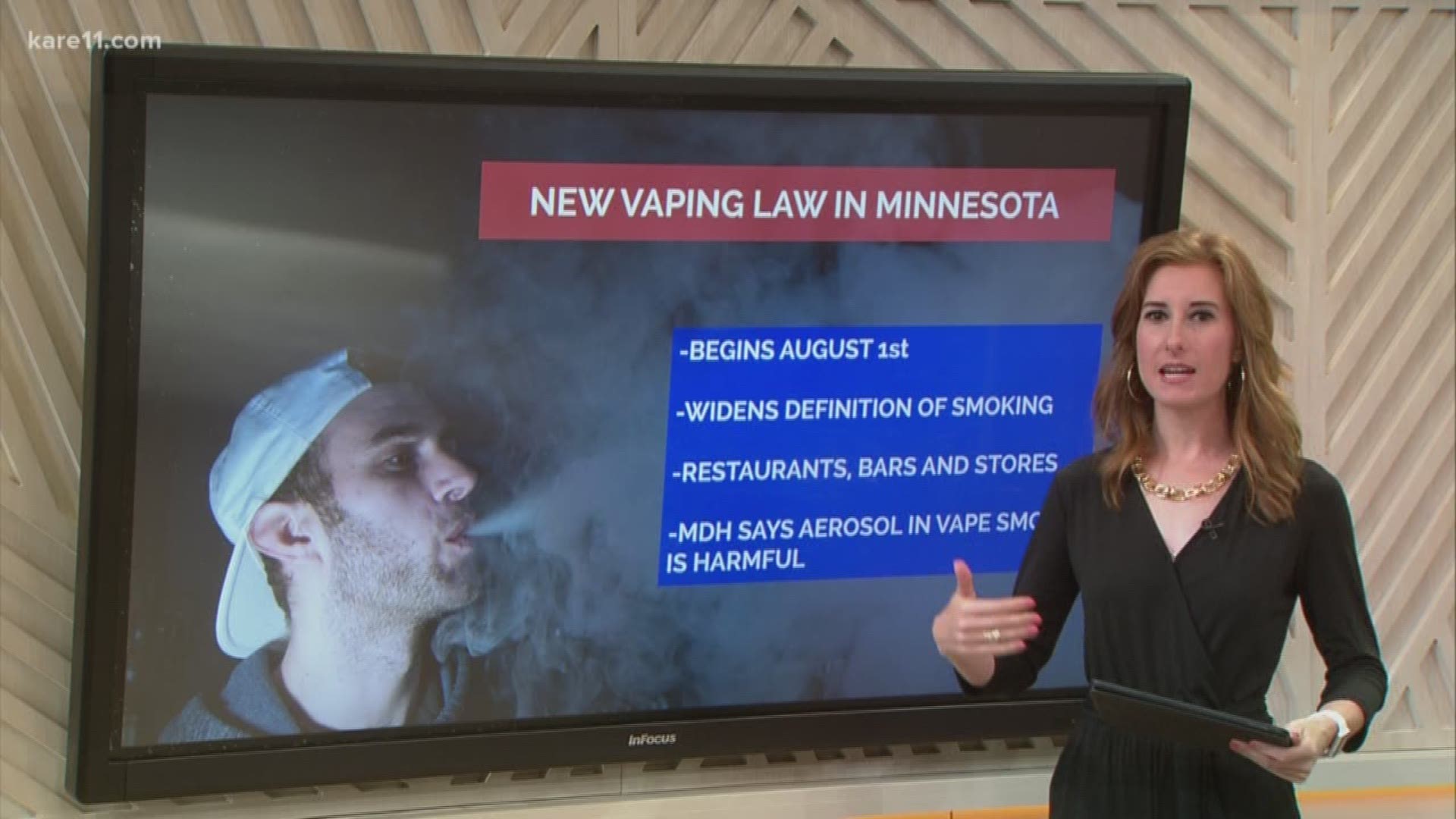 Beginning August 1 the state of MN is adding vaping to its smoking ban in restaurants, bars, stores and workplaces.