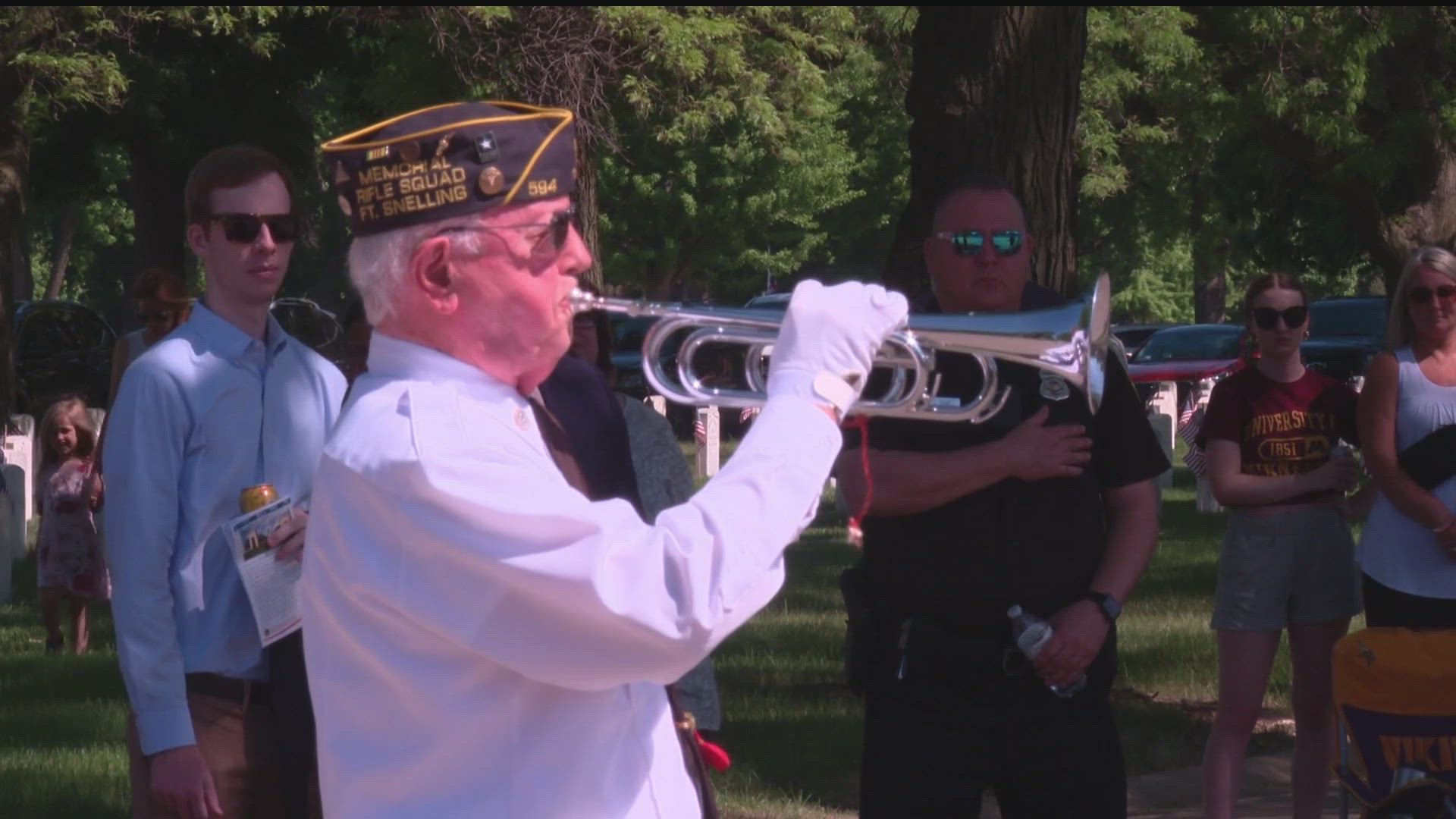Minnesota Governor Tim Walz attended the Fort Snelling National Cemetery's Memorial Day service on Monday.