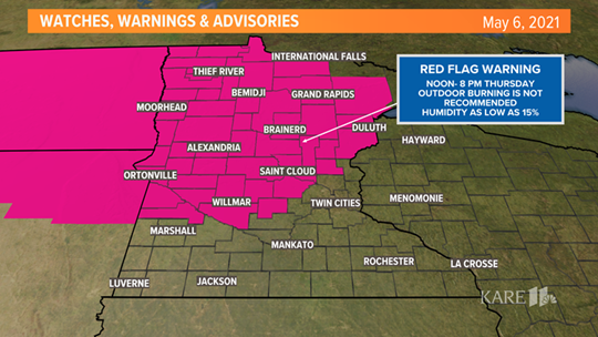 Thursday's Red Flag Warning Covers Much Of Minnesota | Kare11.com