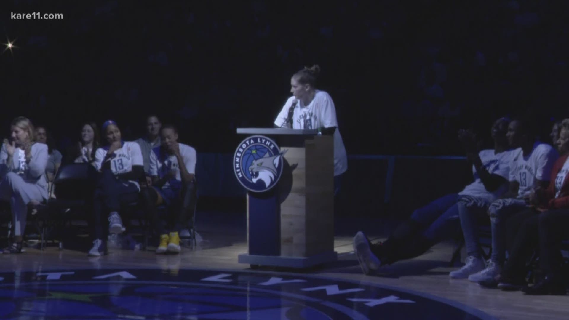 Thousands of fans came to Target Center to hear Lindsay Whalen's name announced in the starting lineup one last time, at least for the regular season. https://kare11.tv/2wdB4er