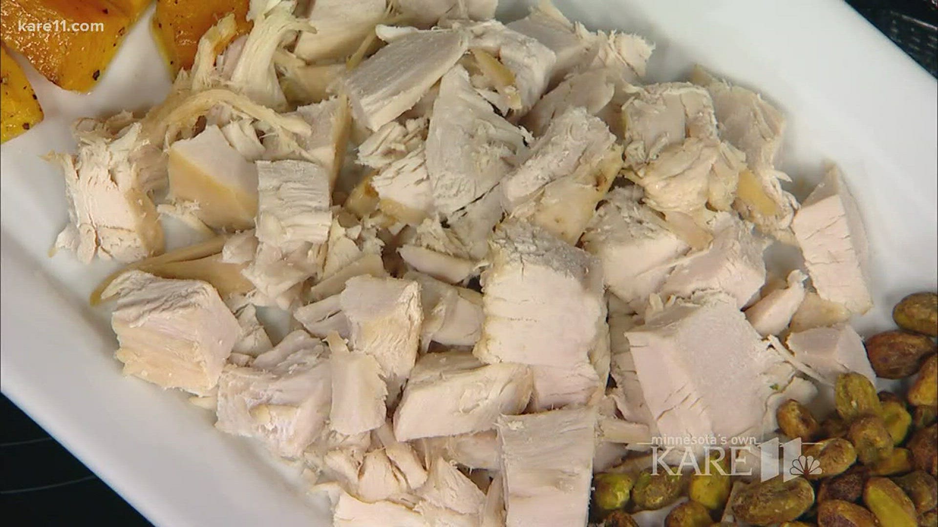 Registered Dietician Melissa Bradley from Hy-Vee shows KARE meals made with turkey leftovers.