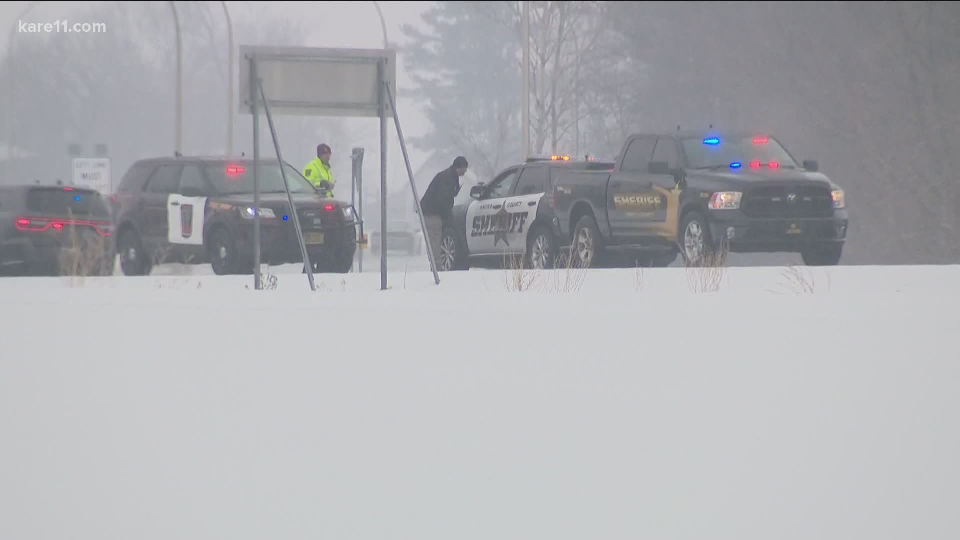 Due to a heavy police presence, Highway 65 is closed in both directions between Highway 107 and Andree Drive Northeast near Braham, Minnesota.