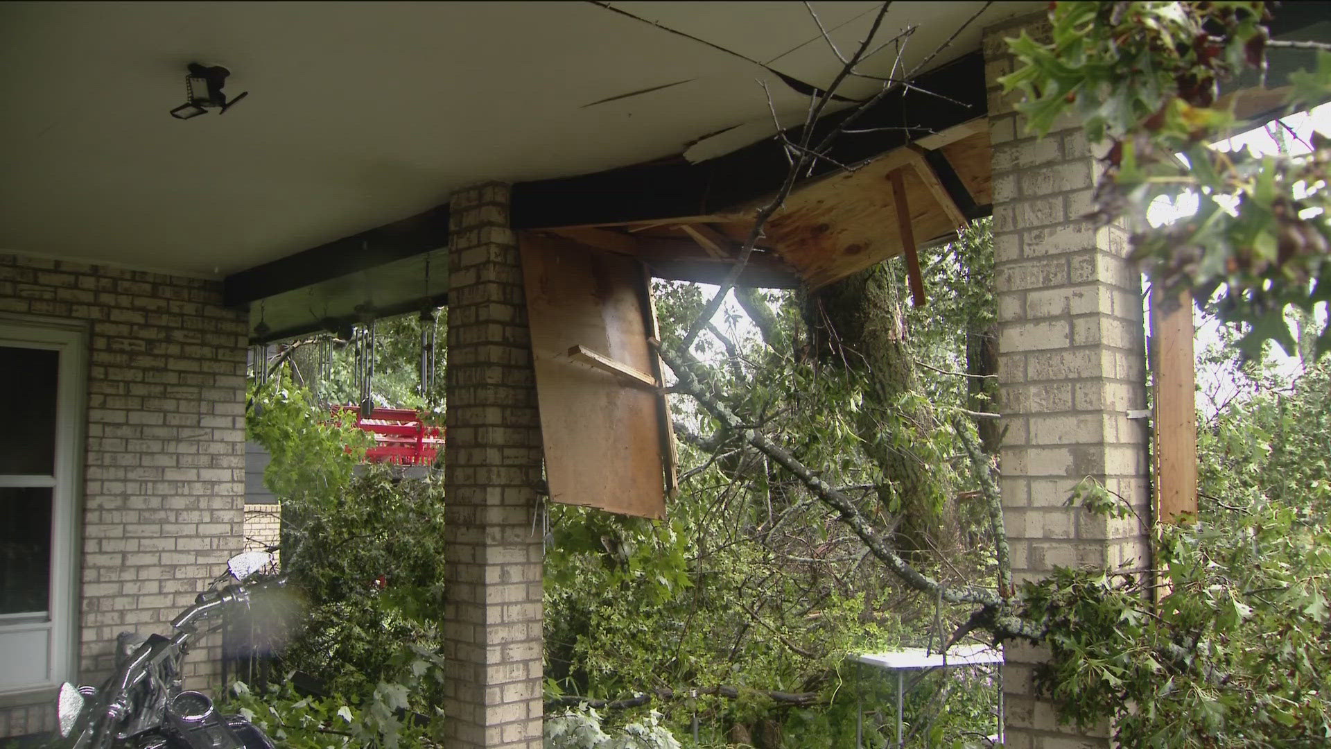 An Isanti County man decided to run an errand at the perfect time Thursday. Multiple trees crashed through his roof during a possible tornado.