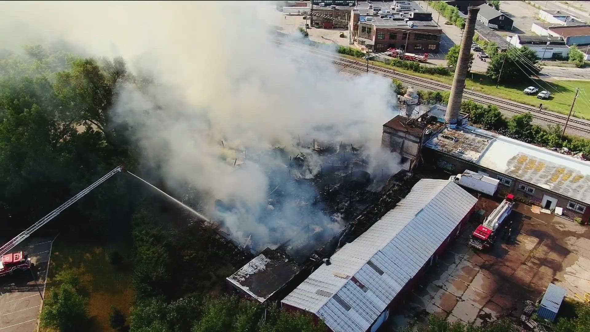 The Minneapolis Fire Department said several of the buildings have partially collapsed. 