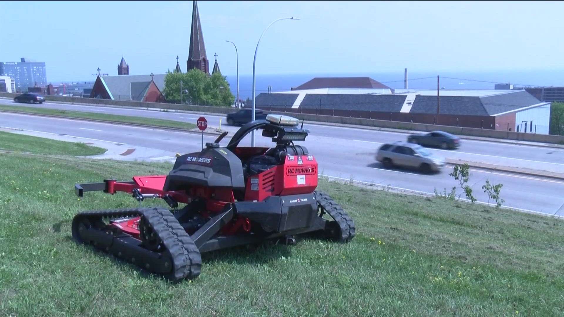 MnDOT is using remote control lawn mowers along hilly terrain in Duluth.