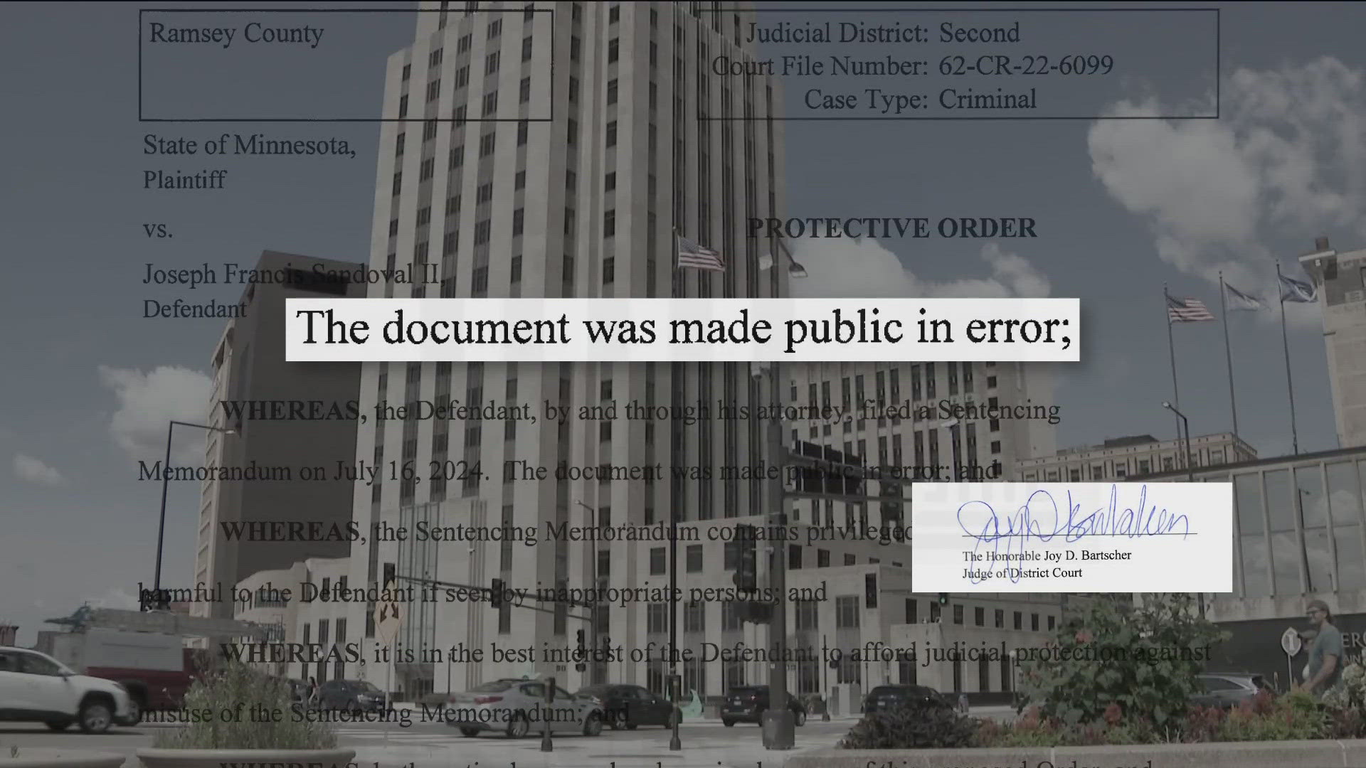 KARE 11 challenges Ramsey Co. Judge Joy Bartscher’s orders that prohibit reporting on a publicly filed court document in a high-profile murder.