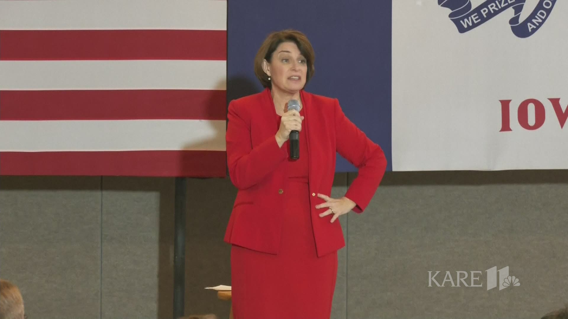 During an Iowa campaign appearance, Minn. Sen. Amy Klobuchar responds to the killing of an Iranian leader.