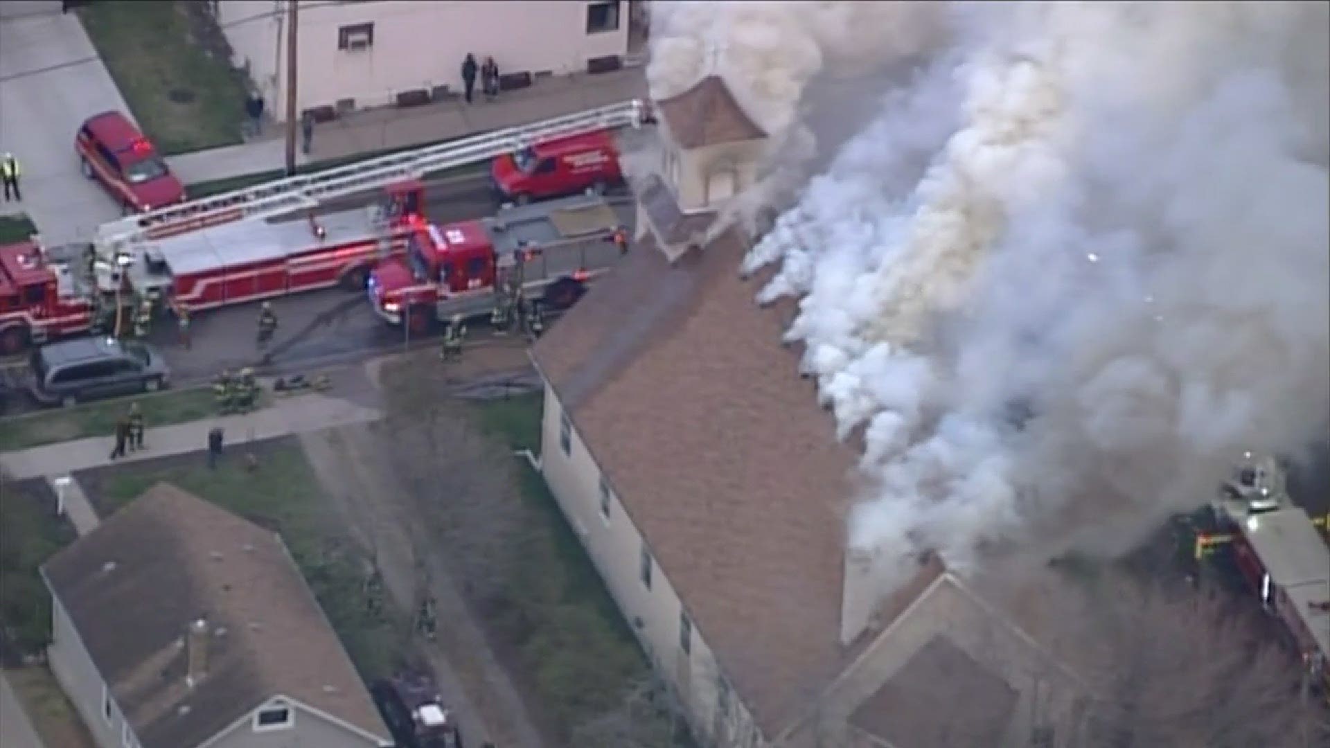 Minneapolis firefighters battle a fire at a church on the 2200 block of 5th St. NE.