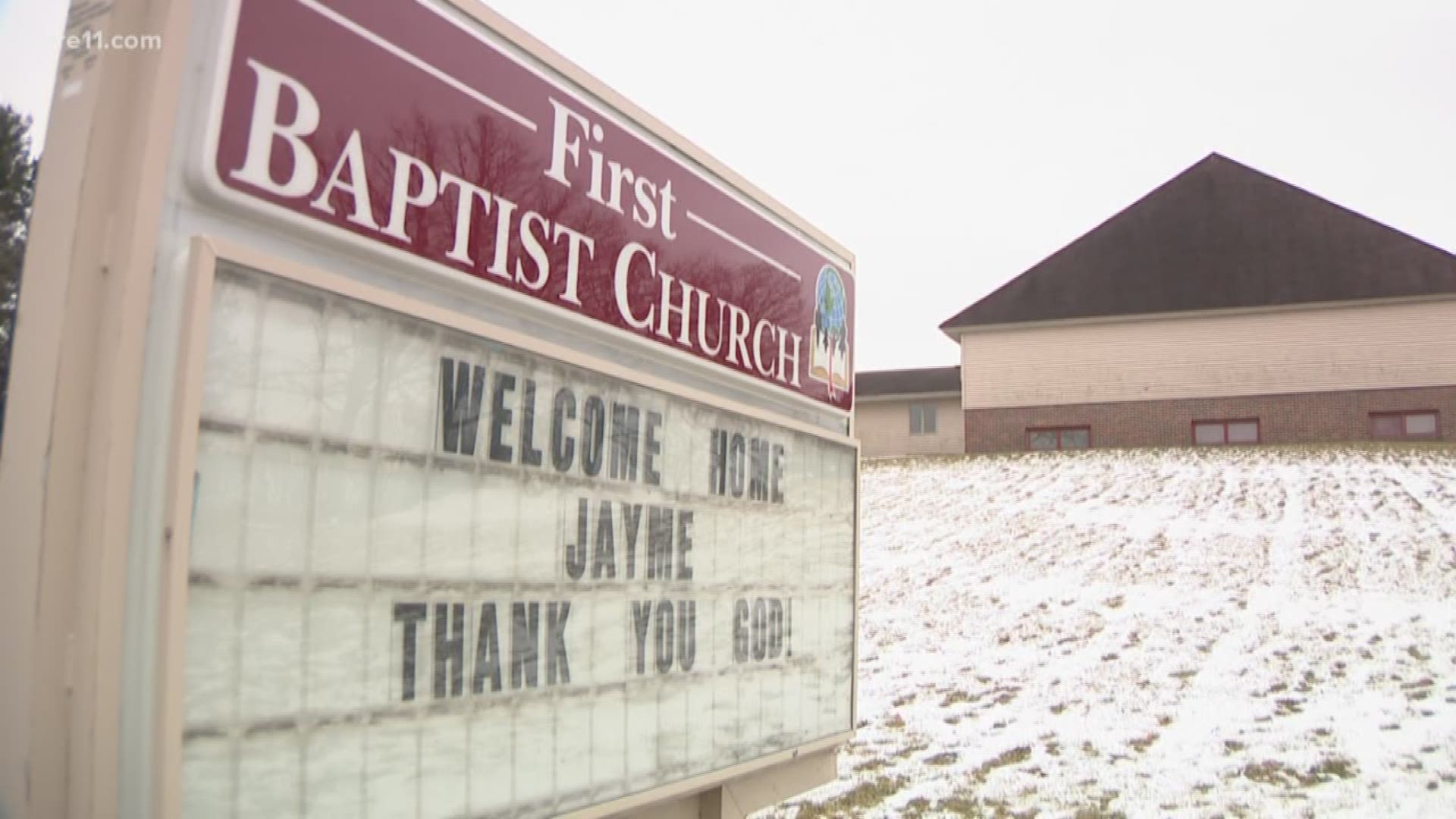 This morning, at churches in and around Jayme's hometown - people gathered to pray for Jayme and to celebrate her return home.