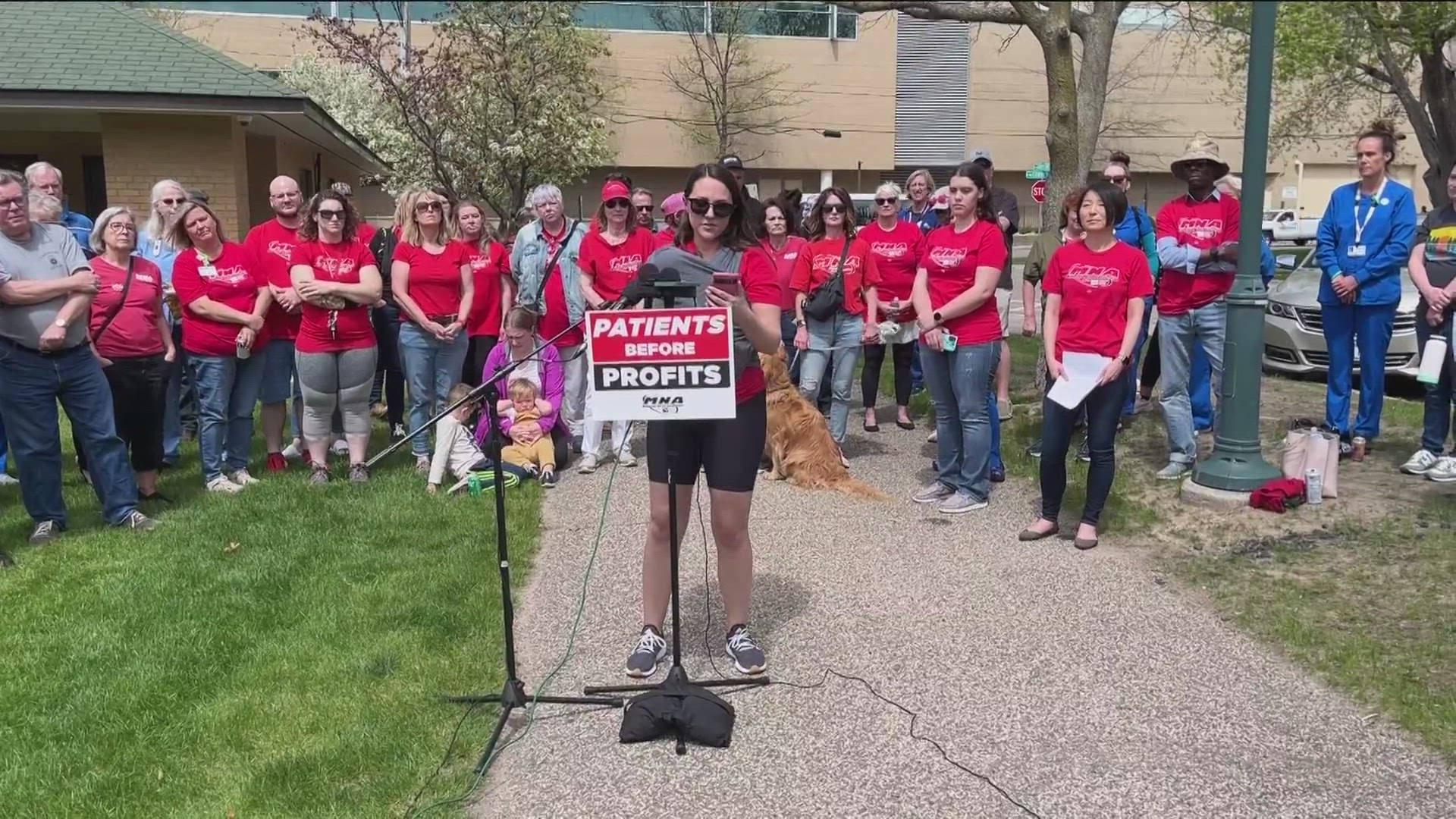 Nurses held a rally at North Memorial Monday after the hospital announced it's closing its NICU and making cuts to its mental health services.
