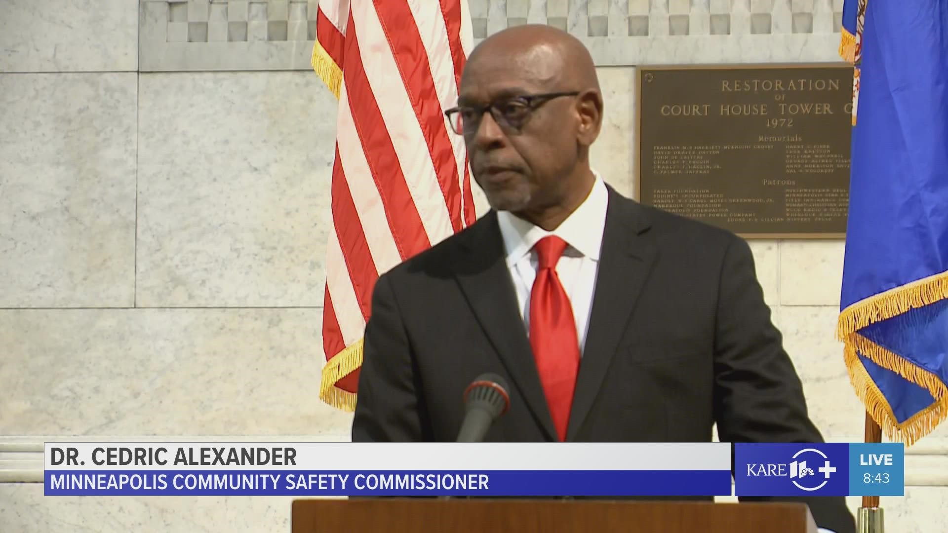 Dr. Cedric Alexander was sworn in as Minneapolis' first Community Safety Commissioner on Monday, Aug. 8.