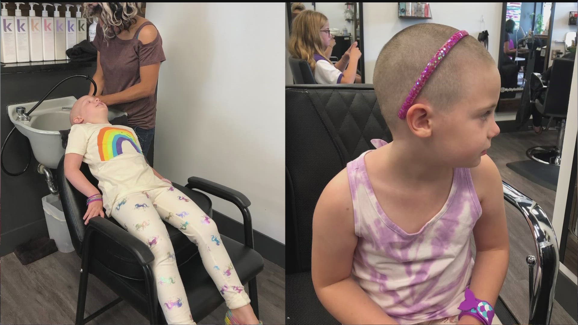 Six-year-old Keira Johnson has alopecia universalis, but her hairstylist at Studio Alles in Roseville still makes her feel special.