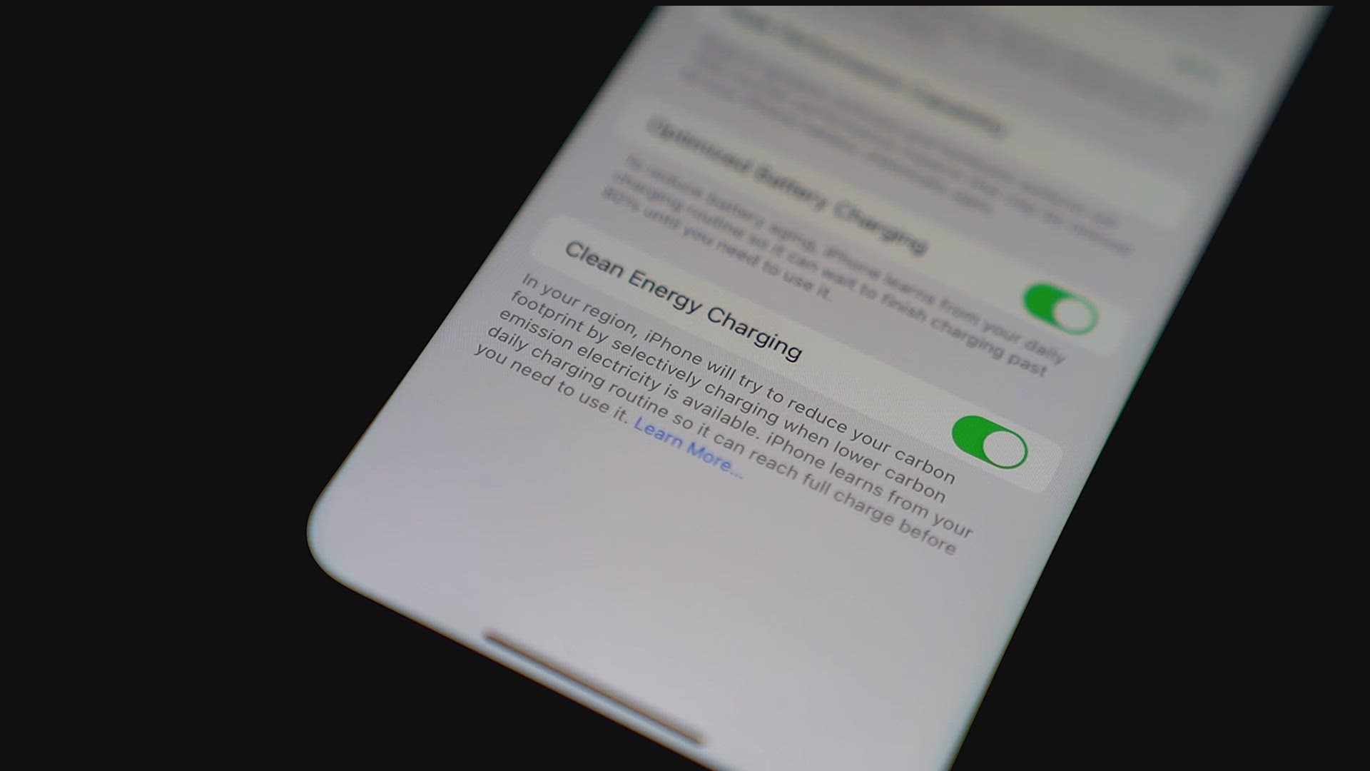 Apple rolled out the feature last fall in the U.S. with the aim of getting iPhones to charge more at times when the grid is using cleaner energy.