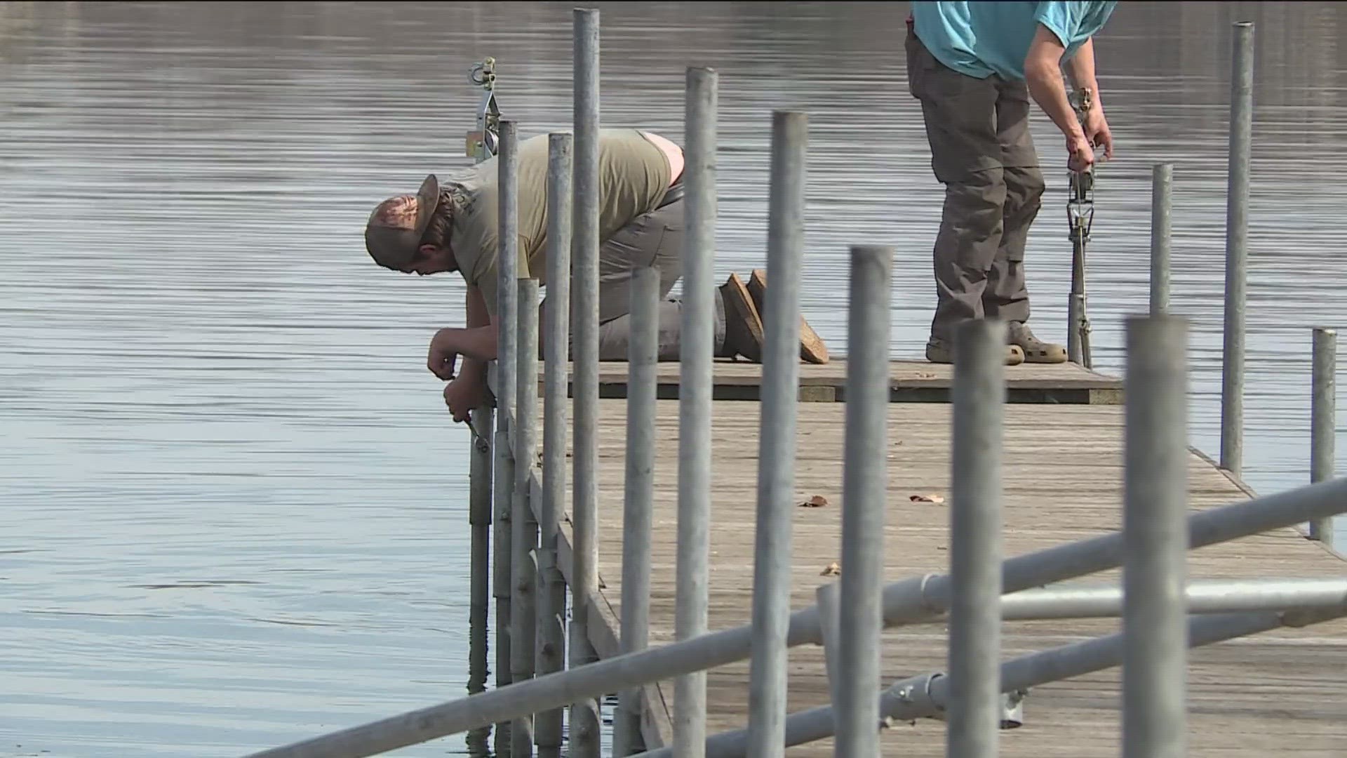 Niccum Docks started installing docks on Lake Minnetonka last Monday — six to seven weeks earlier than usual.