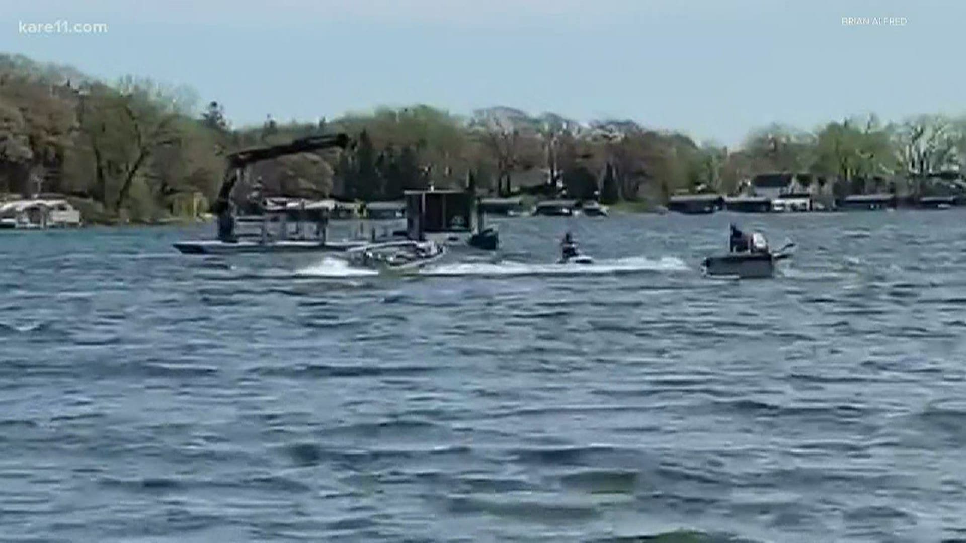 The Hennepin County Sheriff's Office says two men on a fishing boat encountered rough water and were tossed overboard Monday.