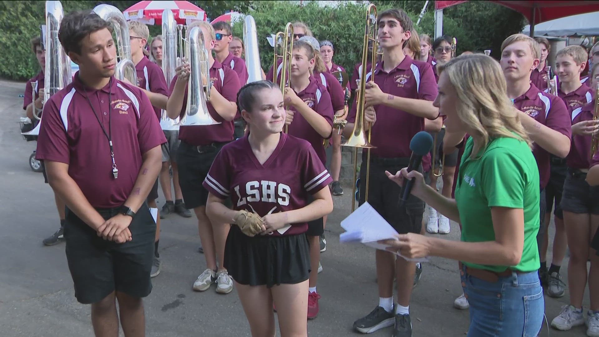 Lauren interviews co-band directors Chad Bieniek and Nick Castonguay from the Lakeville South High School Marching Band.