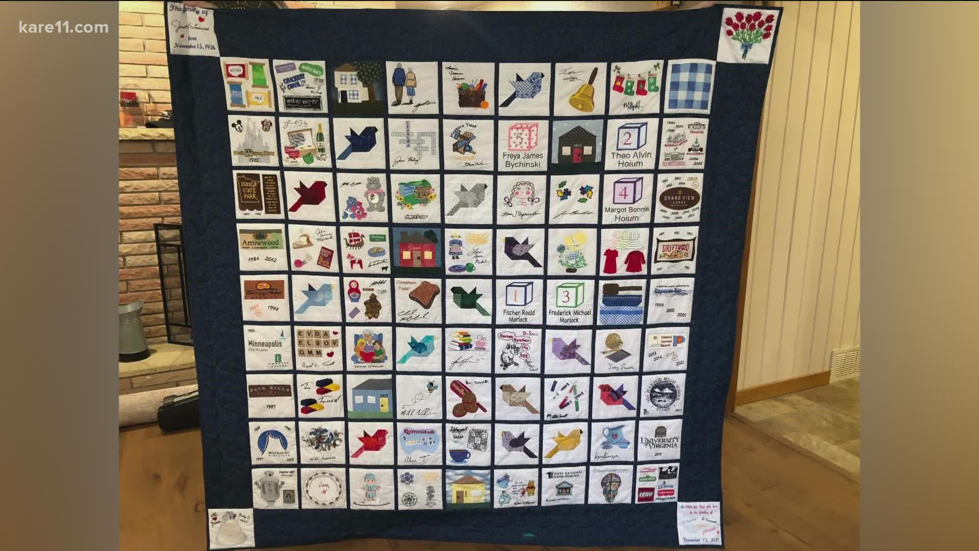 Diane Nieling says she and her siblings spent months and thousands of hours creating the quilt before it was stolen Friday.