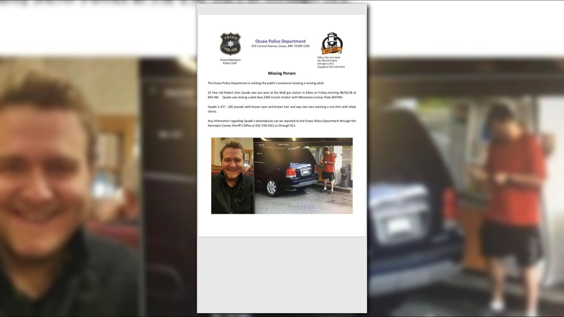 Missing Osseo man last seen at Edina gas station