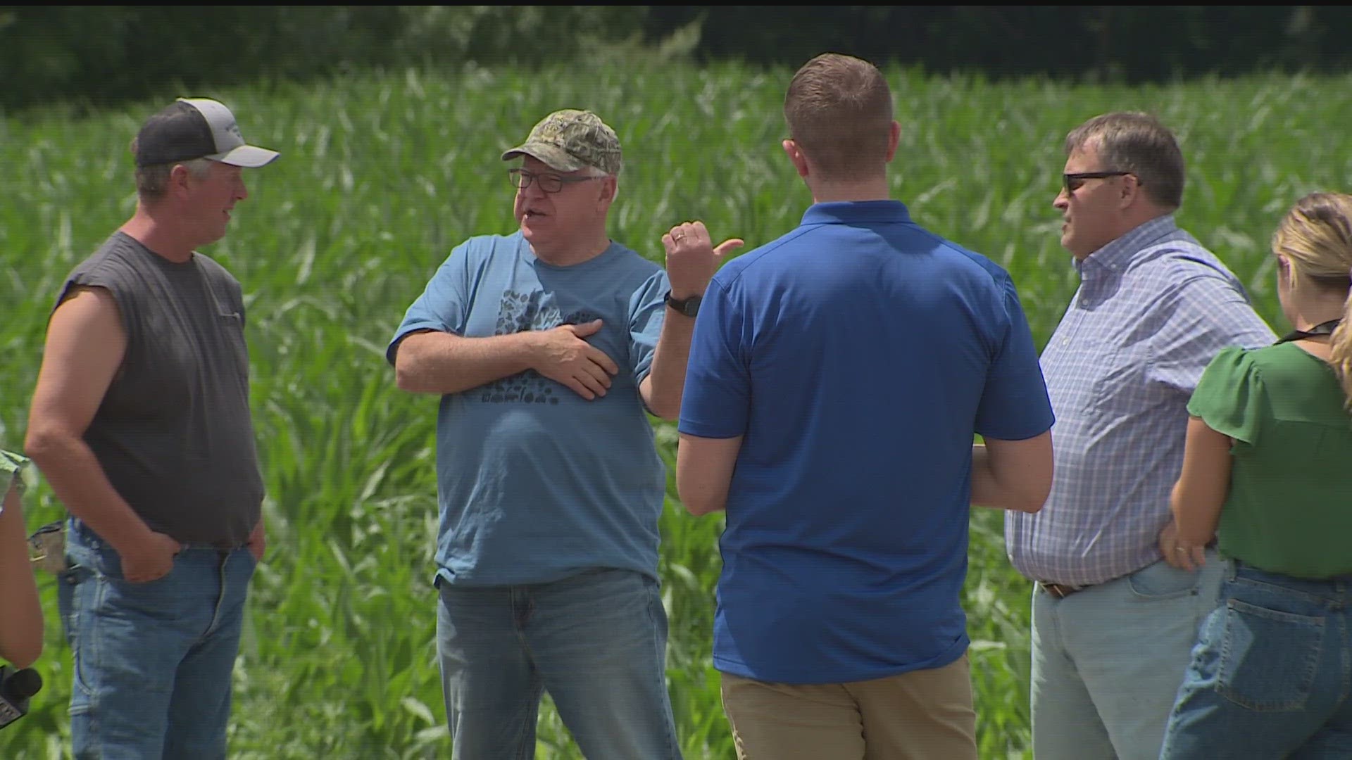 Karl Heldberg's family has been farming in Le Sueur County for generations, but Thursday was the first time they've had a visit from a governor.