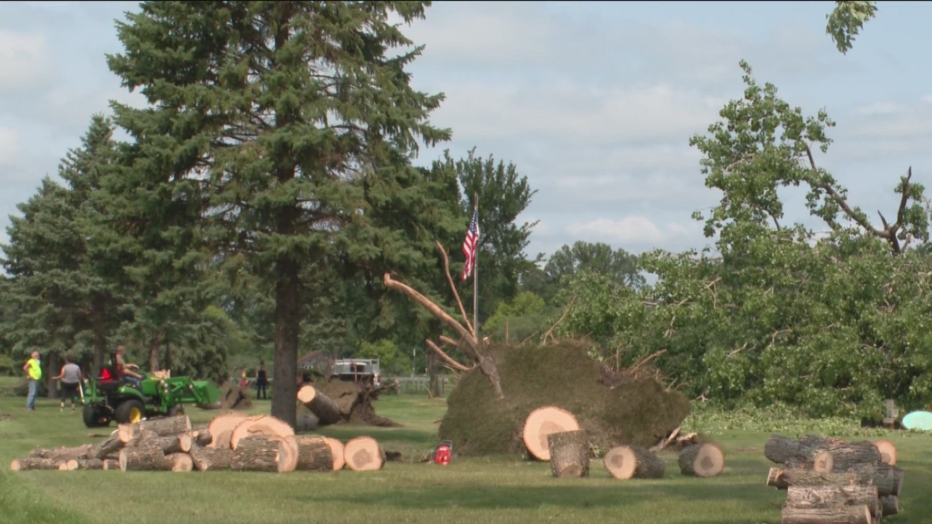 Pictures of damaged buildings, downed trees and large hail dotted social media on Sunday morning after strong storms tore through Minnesota.