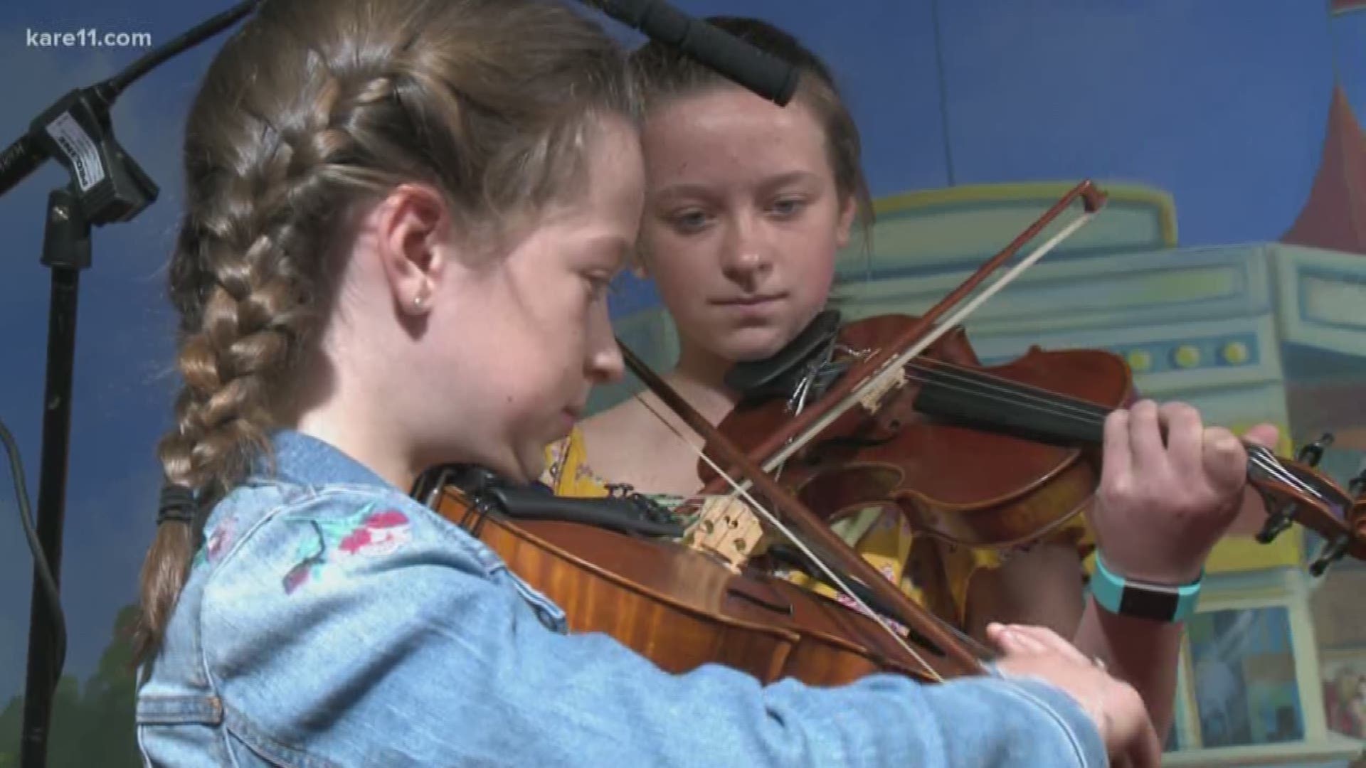 Young fiddlers Fiona and Honora Mundy will compete on the Schilling Stage at West End Market 11:30 a.m. to 2:15 p.m. Saturday and Sunday. https://kare11.tv/2P64lzx