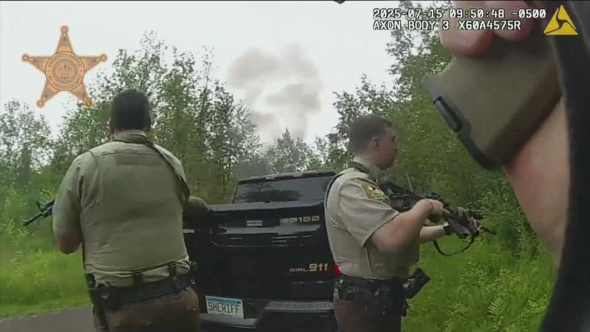 Police say Adam Clinton Wolf started two homes on fire and his own, then fired at deputies before he was killed.