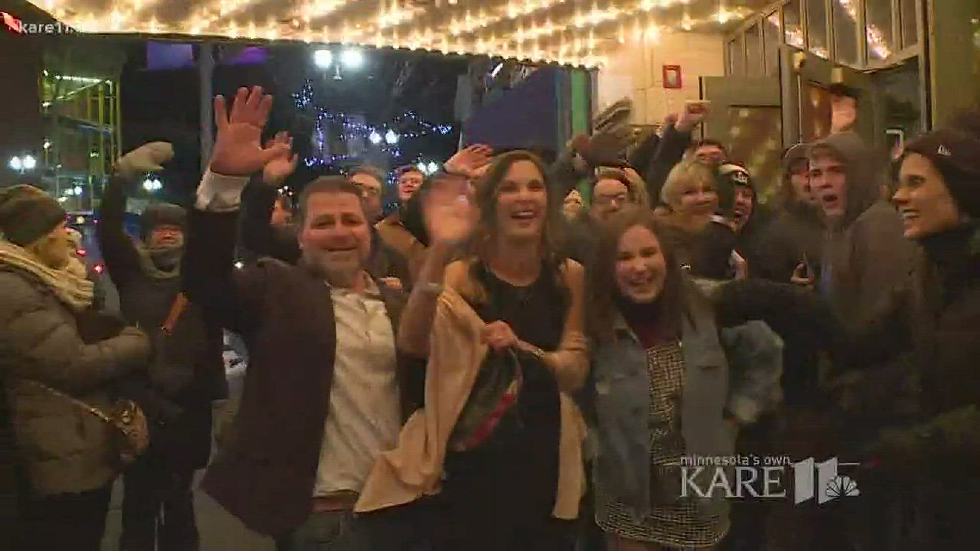 Fans waited in line to see Jimmy Fallon live from Minneapolis on Sunday night after the Super Bowl.
