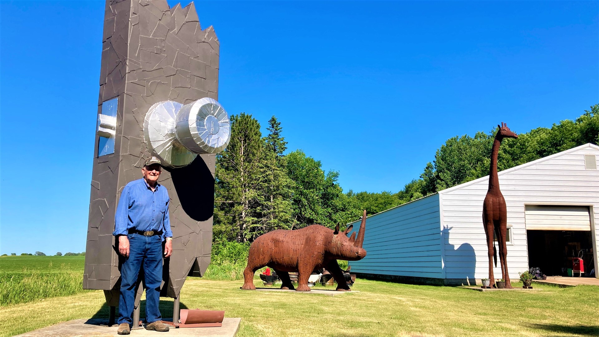 83-year-old Ken Nyberg has peppered Vining, Minnesota with dozens of metal sculptures.