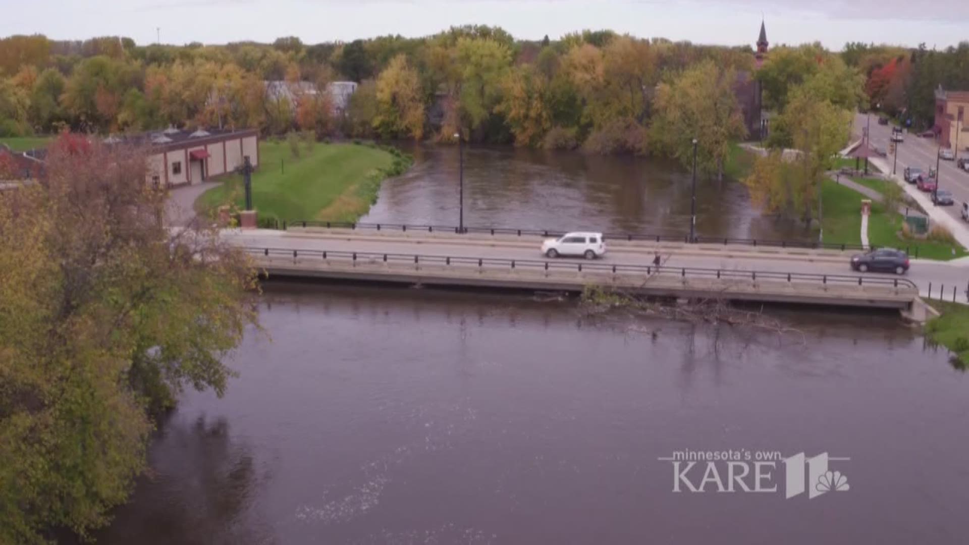 Crow River above flood stage