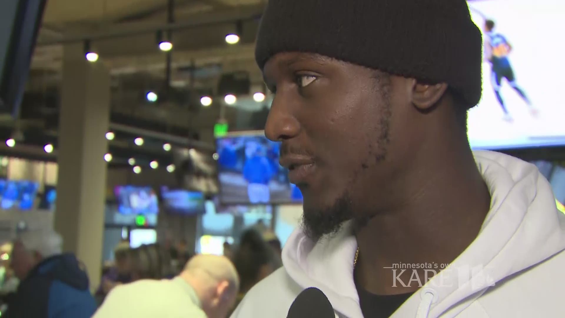 At an appearance at Buffalo Wild Wings in Edina, Vikings Cornerback Xavier Rhodes talks about why its important for him to give back to the community (and talks a little football too).
