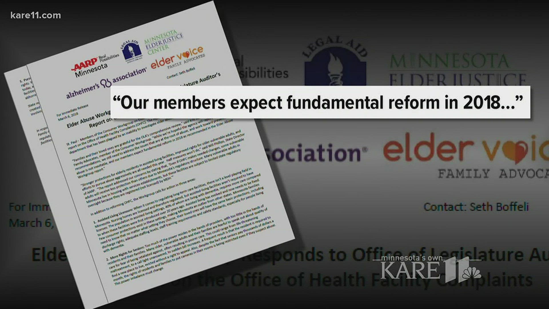 The report, issued Tuesday by the Minnesota Office of the Legislative Auditor, takes to task The Office of Health Facility Complaints (OHFC) for a laundry list of shortcomings. http://kare11.tv/2oMEfqE