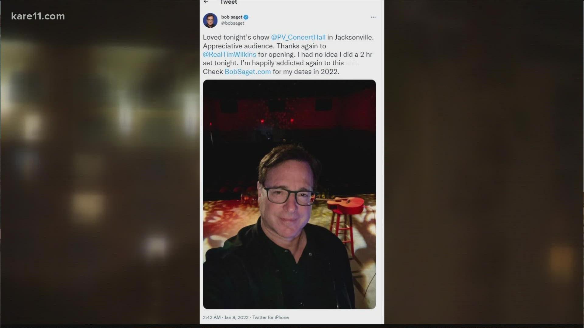 Saget was found dead in his hotel room in Florida Sunday morning.
